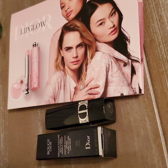 New in box Dior Rouge lipstick 999 satin deluxe mini & DIOR LIPGLOW sample pack - Picture 8 of 8